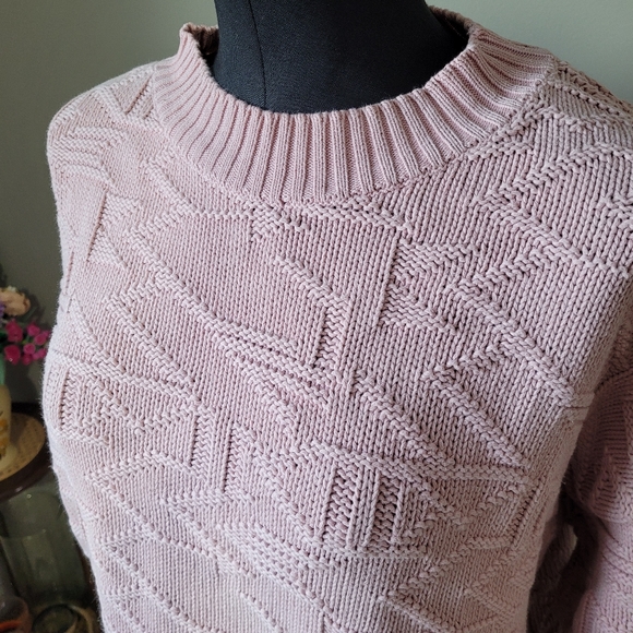 Vintage 1980s pink geometric knit cotton sweater - Picture 11 of 11